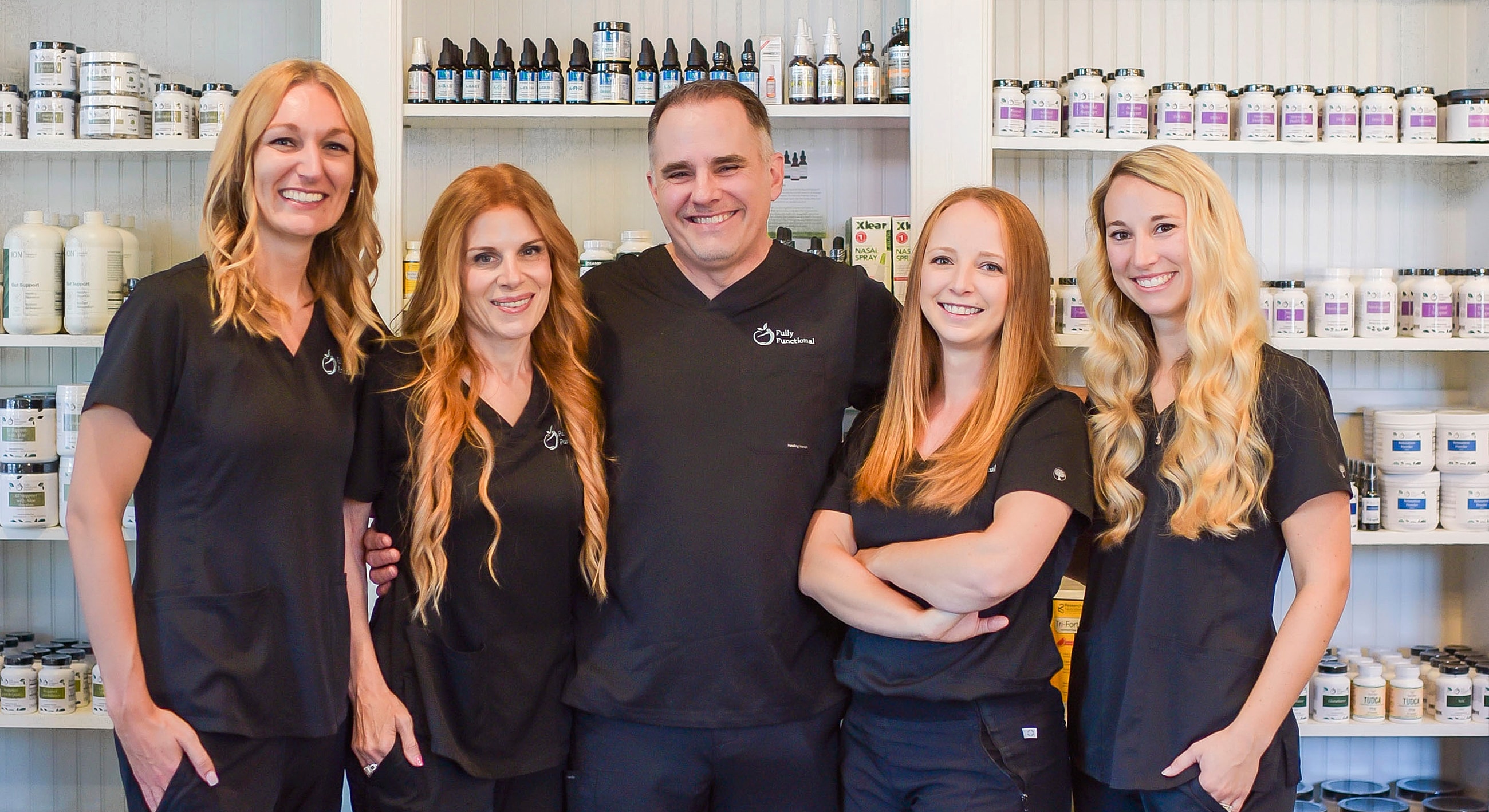 Team of professionals in a wellness store.